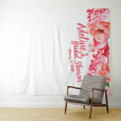 Tenture Jolie écriture aquarelle rose florale douche de ma (En situation (horizontale))