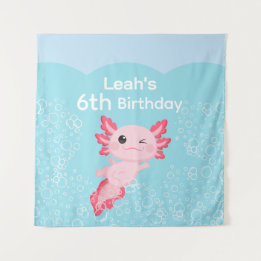 Tenture Jolie fête d'anniversaire des Axolotl roses pour f