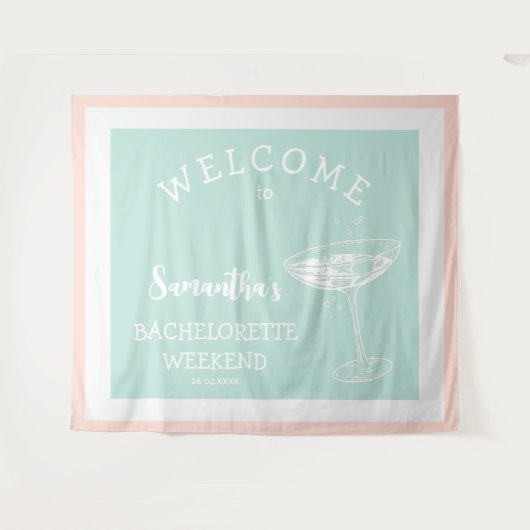Tenture Jolie fête de bachelorette moderne cocktail pastel (Devant (Horizontal))