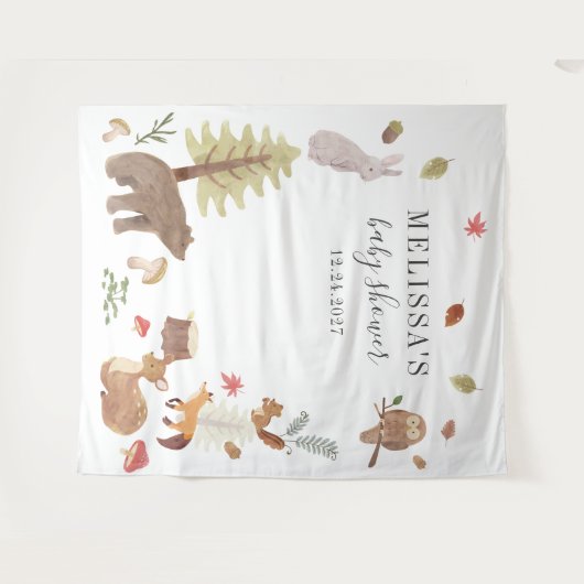 Tenture Jolie Fête de Naissance Animaux Forestiers Rustiqu (Devant (Horizontal))