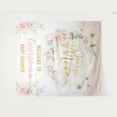 Tenture Jolie Fille Bébé Fleur de Lune Étoiles Bienvenue (Devant (Horizontal))