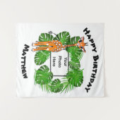 Tenture Jolie girafe Safari d'anniversaire | forêt tropica (Devant (Horizontal))