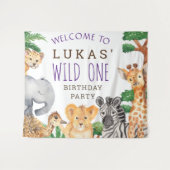 Tenture Jolie Jungle Safari Fête d'anniversaire de 1ère an (Devant (Horizontal))