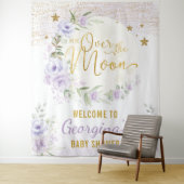 Tenture Jolie Lune Étoiles Fleurs Violettes Florales Bienv (En situation)