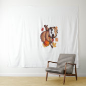 Tenture Jolie machine à dessin avec Citrouille - Saison d' (En situation (horizontale))