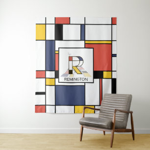 Tenture Jolie néoplasticisme Art Monogramme. Lettre R