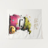 Tenture Jolie Patchwork Aquarelle Fantôme Halloween (Devant (Horizontal))