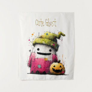 Tenture Jolie Patchwork Aquarelle Fantôme Halloween
