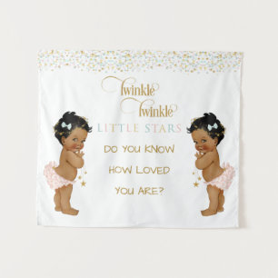 Tenture Jolie Petite Étoile Bébé Filles Jumelles Ethniques
