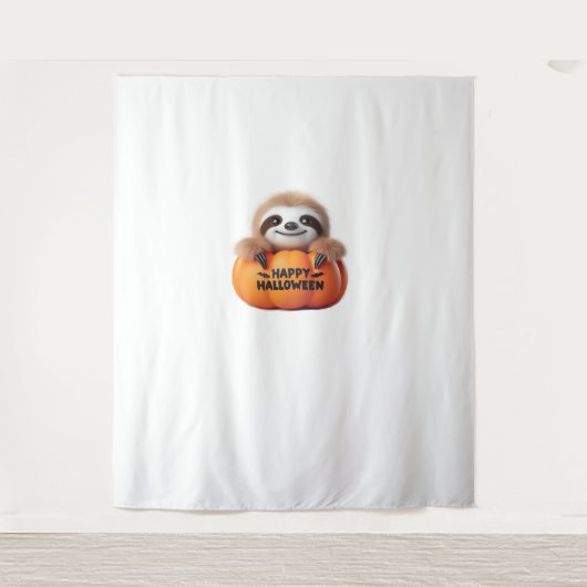 Tenture Jolie Sloth assise dans un Citrouille. Hauteur heu (Devant)