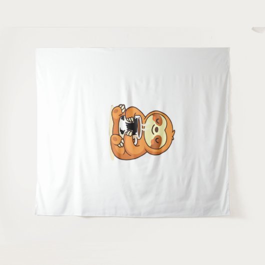 Tenture Jolie Sloth Relaxant avec Hot Coffee Premium T-Shi (Devant (Horizontal))