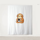 Tenture Jolie Sloth Relaxant avec Hot Coffee Premium T-Shi (Devant)