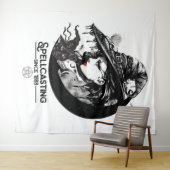 Tenture Jolie sorcière et chat noir sorcellerie Wiccan Wic (En situation (horizontale))