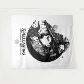 Tenture Jolie sorcière et chat noir sorcellerie Wiccan Wic (Devant (Horizontal))