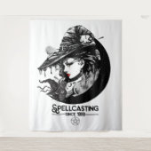 Tenture Jolie sorcière et chat noir sorcellerie Wiccan Wic (Devant)