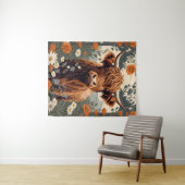 Tenture Jolie vache Vintage Highland (En situation (horizontale))