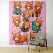 Tenture Jolies Filles Renard Anime (En situation)