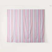 Tenture Jolies rayures blanches roses (Devant (Horizontal))