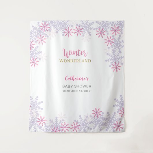 Tenture Jolis flocons de neige pour Baby Shower sur le thè (Devant)