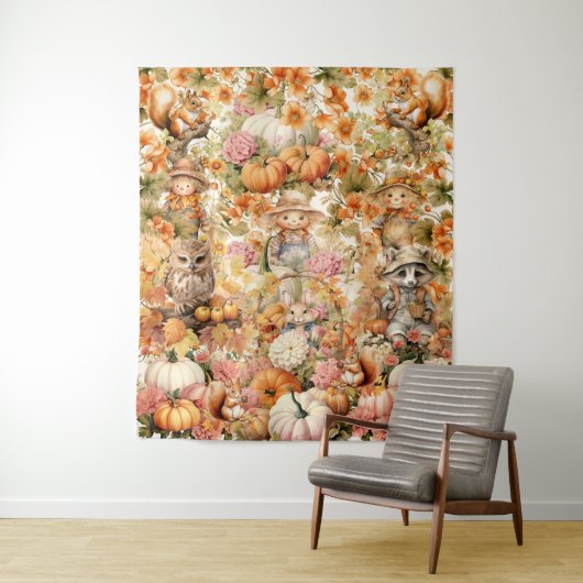 Tenture Jote Citrouille Patch Visiteurs Halloween Backdrop (En situation)