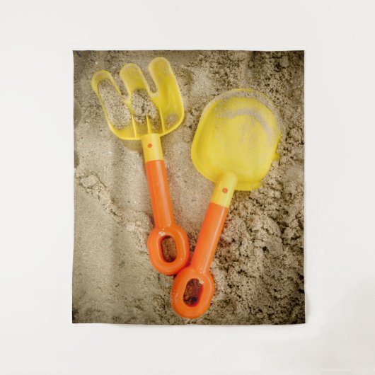 Tenture Jouets de sable jaune et orange (Devant)