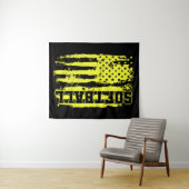 Tenture Joueur Softball American Flag (En situation (horizontale))