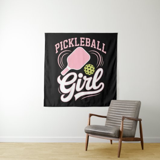 Tenture Joueuse de pickleball fille (En situation)