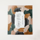 Tenture Jour d'anniversaire abstrait en terre cuite verte (Devant)