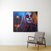 Tenture Jour de la fille du crâne mort et Jack-o-lanterns (En situation (horizontale))