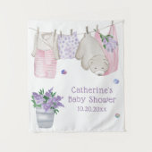 Tenture Jour de lessive Ourson Mignon Aquarelle Baby Showe (Devant)