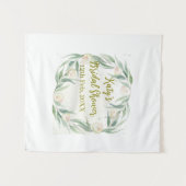 Tenture Jour de mariage floral eucalyptus vert nom date (Devant (Horizontal))