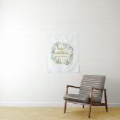 Tenture Jour de mariage floral eucalyptus vert nom date (En situation)