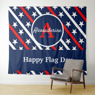 Tenture Jour du Drapeau Patriotique Joyeux Rouge Bande bla