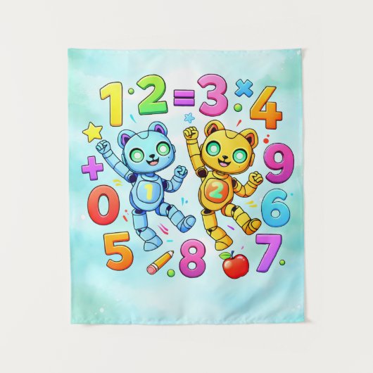 Tenture Jour du Nombre Animaux de Math Mignons Design (Devant)