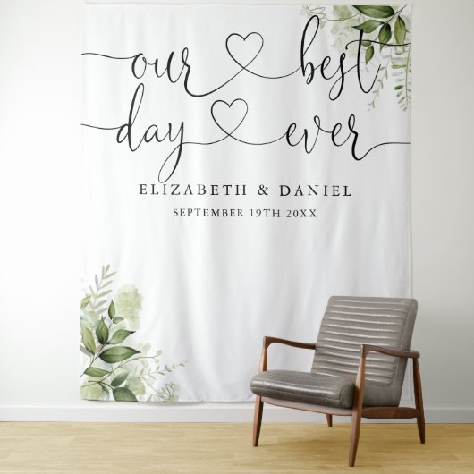 Tenture Jour meilleur Script de verdure Mariage arrière-pl (En situation)