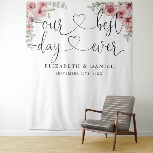 Tenture Jour meilleur Script Floral Mariage arrière-plan p (En situation)