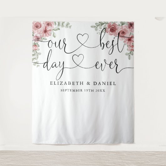 Tenture Jour meilleur Script Floral Mariage arrière-plan p (Devant)