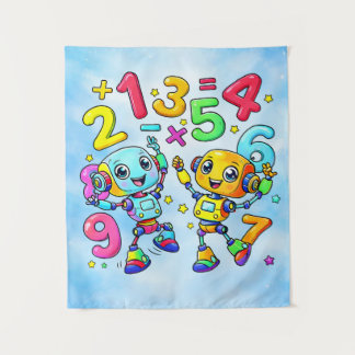 Tenture Jour Numéro Mignons Robots De Mathématiques Concep