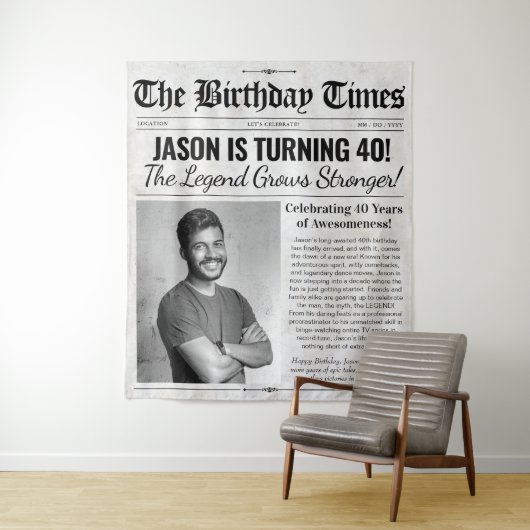 Tenture Journal d'anniversaire personnalisé Contexte avec  (En situation)