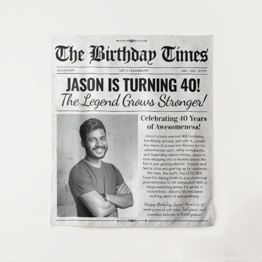 Tenture Journal d'anniversaire personnalisé Contexte avec  (Devant)