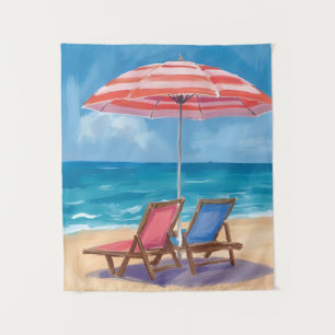 Tenture Journée de plage à Cape Cod Océan aquarelle MA