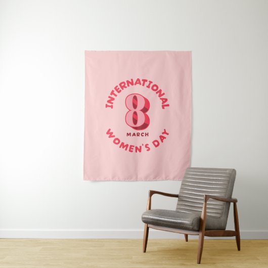 Tenture Journée internationale de la femme rose 8 mars (En situation)