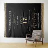 Tenture Jours de paillettes dorées Mariage Bienvenue Enter (En situation (horizontale))