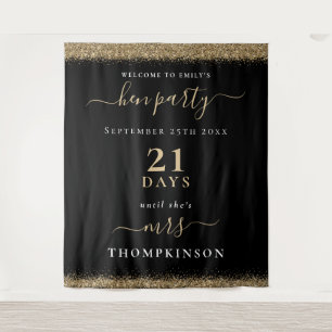 Tenture Jours de paillettes dorées Mariage Bienvenue Enter