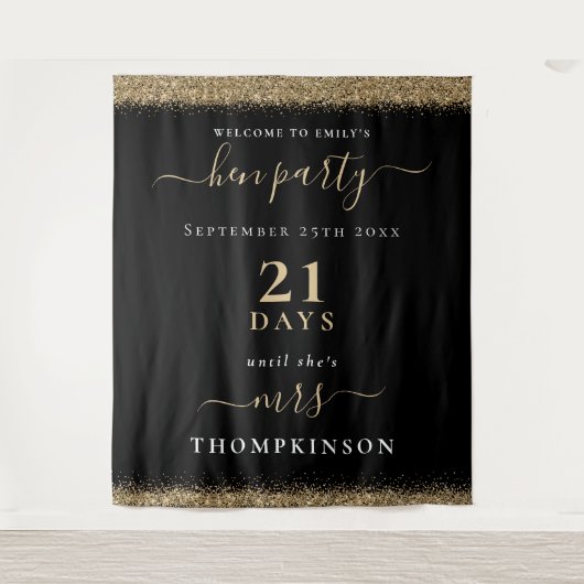 Tenture Jours de paillettes dorées Mariage Bienvenue Enter (Devant)