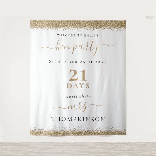 Tenture Jours de paillettes dorées pour la fête de mariage (Devant)