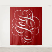 Tenture JOY Calligraphie de Noël en Rouge (Devant)