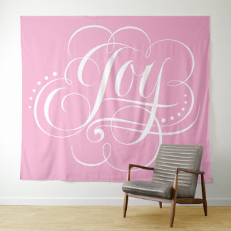 Tenture JOY Calligraphy Lettering Calm Happy Pink