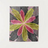 Tenture Joy, Vert rose Anthracite Imaginaire Fleur Fractal (Devant)