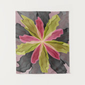 Tenture Joy, Vert rose Anthracite Imaginaire Fleur Fractal (Devant)